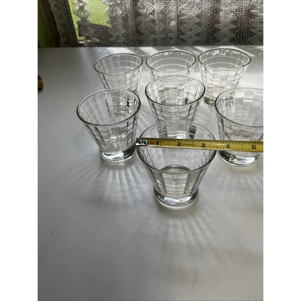 Crown Royal Optic Block Retro Whiskey Low Ball Glass Tumbler Set of 7